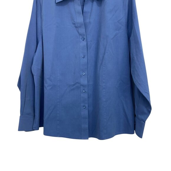 Gold Label Investments Women Non-Iron Button-Up Shirt Size 18W Blue 100% Cotton - Picture 8 of 8